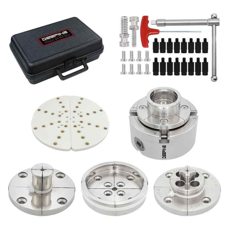 DEEFINE 4in大工仕事旋盤ファスナー一揃いの道具1\u0027\u0027X 8 TPI螺旋釘、Ｎｉメッキ自定心4爪大工仕事旋削ファスナー一揃いの道具（5つのニップ）