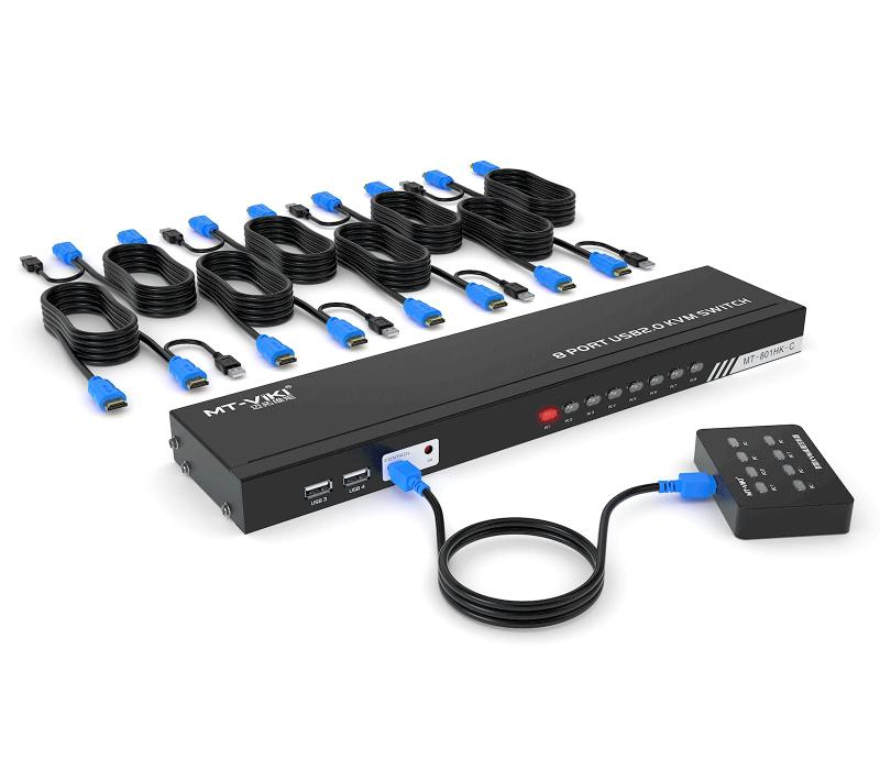 KVM取り替えっこ HDMI 8界面 KVM USB うつり変わり器 8インプット1最終生産物、MT-VIKI HDMI KVM うつり変わり器 4K 30サイクル マイコンうつり変わり器 USB セレクター ワット数不必要 １番ウッド不必要 USB2.0 有線テレビ付き添い人