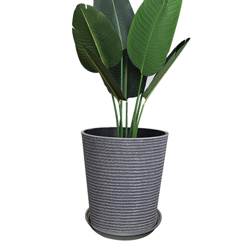 Glynislife プランター 大型 おしゃれ 受け皿付き 植木鉢 大型 軽量 プラスチック 屋内 屋外用 プランター 深型 高さ42cm 排水穴付き 観葉植物 鉢 植木鉢 (40#,深型-グレー)|コストマーケット