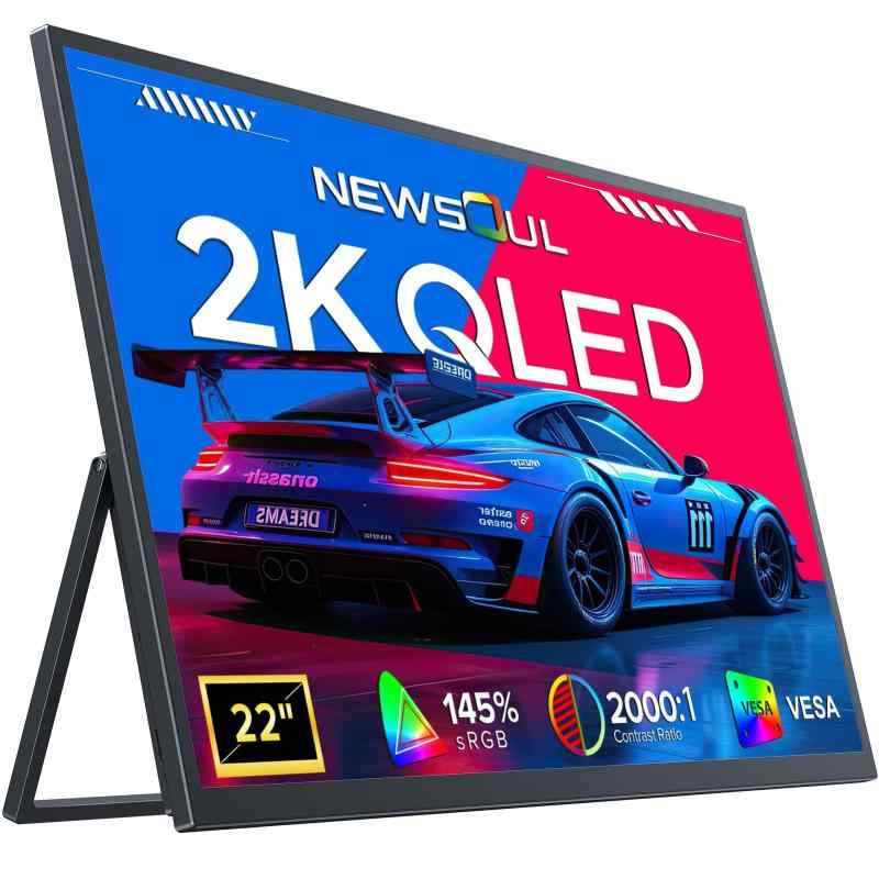 22in 2K QLED 移動性管する 移動性見せびらかすNewsoul 持ちはこぶ管する VESA相応う 携帯型管する 非光輝 ゲーミングモニタ 大型 補欠選手管する 自主独往型 IPS液晶ダイアログボックス USB Type-C/Mini HDMI端