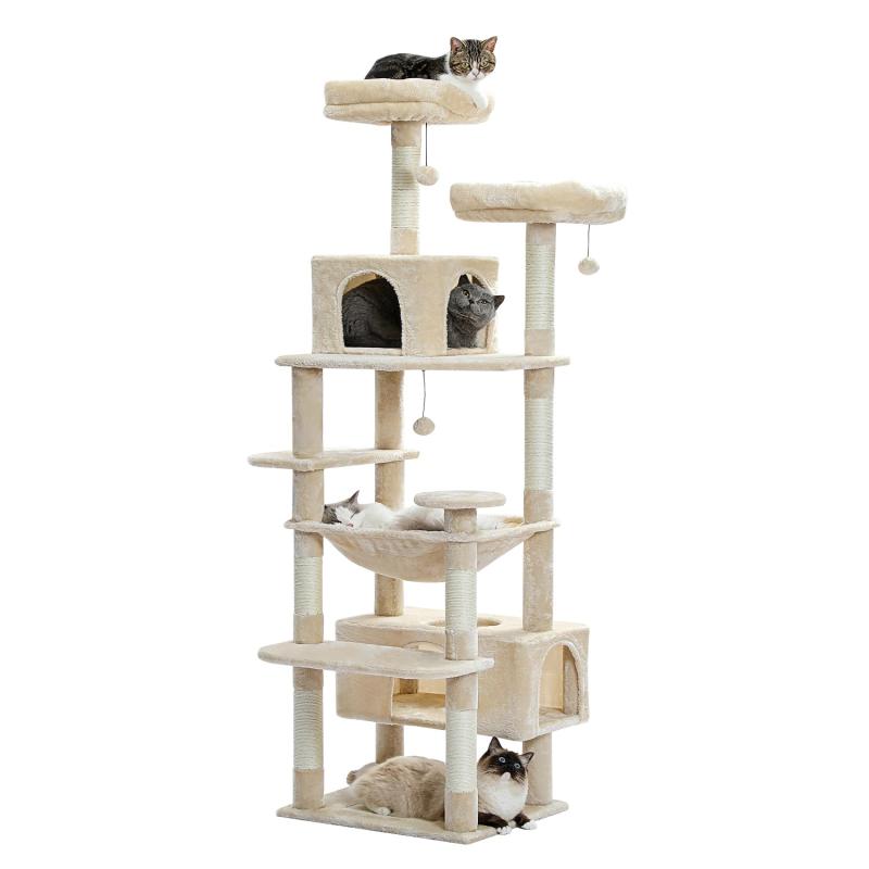 PETEPELA(ぺテぺラ) キャットタワー 大型猫用 猫円柱 か細い パウダーコンパクト 多頭飼い 取り付け型 ハンモック 麻紐爪とぎ極点 猫遊び道具 傾倒押しとどめる胴締め付き添い人 見晴らし台 猫臥榻押しかぶせる取りはらい