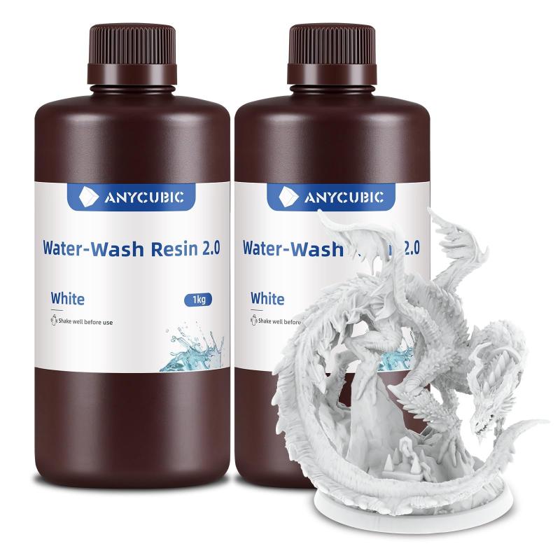 ANYCUBIC 水洗いするレジン 2.0 2kg 3d印刷工 レジン SLA/DLP/LCD 3D印刷工相応う 高適確さ 安定した性 使い分かりやすい 光形成 レジン （白）