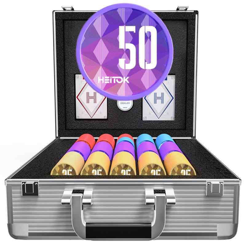 初心者・子供・ファミリーゲーム対応 ギフト・プレゼントに最適 600枚鉄芯ABSポーカーチップセット 本格カジノ仕様 11.5g重量感 多人数対応 トランプ2組・ディーラーボタン・高耐久アルミケ｜コストマーケット