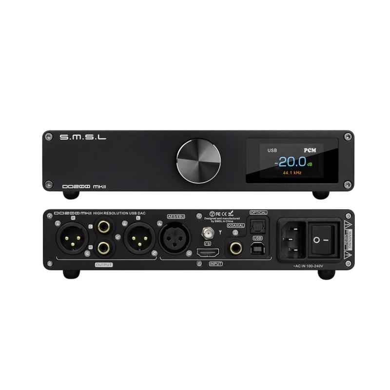 SMSL DO200 MKII 平衡にする MQA DAC、OPA1612*5 XMOS XU316 ES9068AS DSD512 PCM32Bit/768kHz DAC、USB/I2S/AES/光/同軸/BluetoothからRCA/XLRデジタルオー