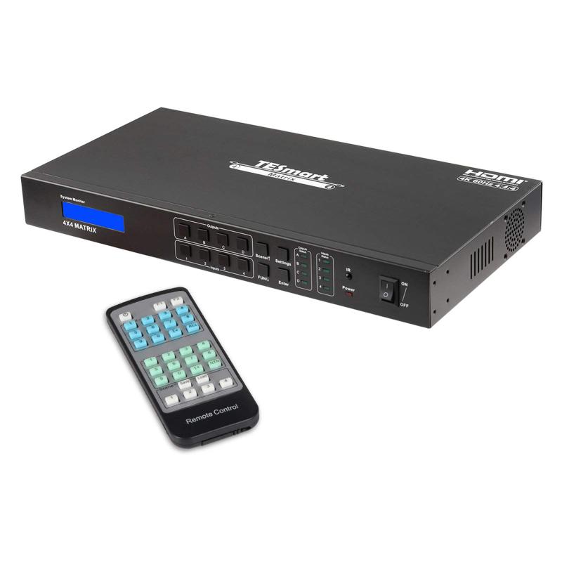 TESmart HDMI 行列 4インプット4最終生産物 4X4 うつり変わり器 4K@60サイクル 4パソコン4管する用 HDMI うつり変わり器 スプリッター HDR10/Dolby相応う HDCP2.2 L/Rオーディオ界面EDID役立つこと RS232 ローカルエリアネットワーク界面 一こま