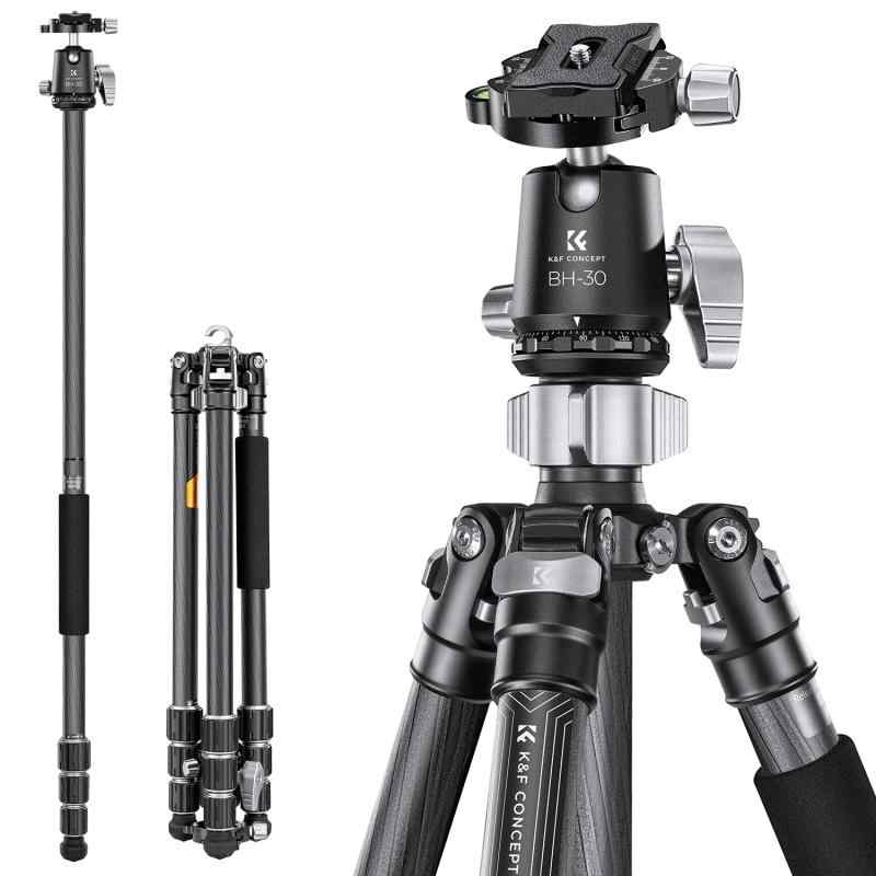 K\u0026amp;F CONCEPT 三脚架 炭素写真機三脚 8層カーボン衣料繊維 全伸高 172珊 四段 一脚変数式 30粍どんぶり鉢低興味の中心雲台 25粍配管径 耐荷重12kg 中毒者鍵を掛ける式 ビデオカメラデジタルカメラ 一眼二眼レフ写真機