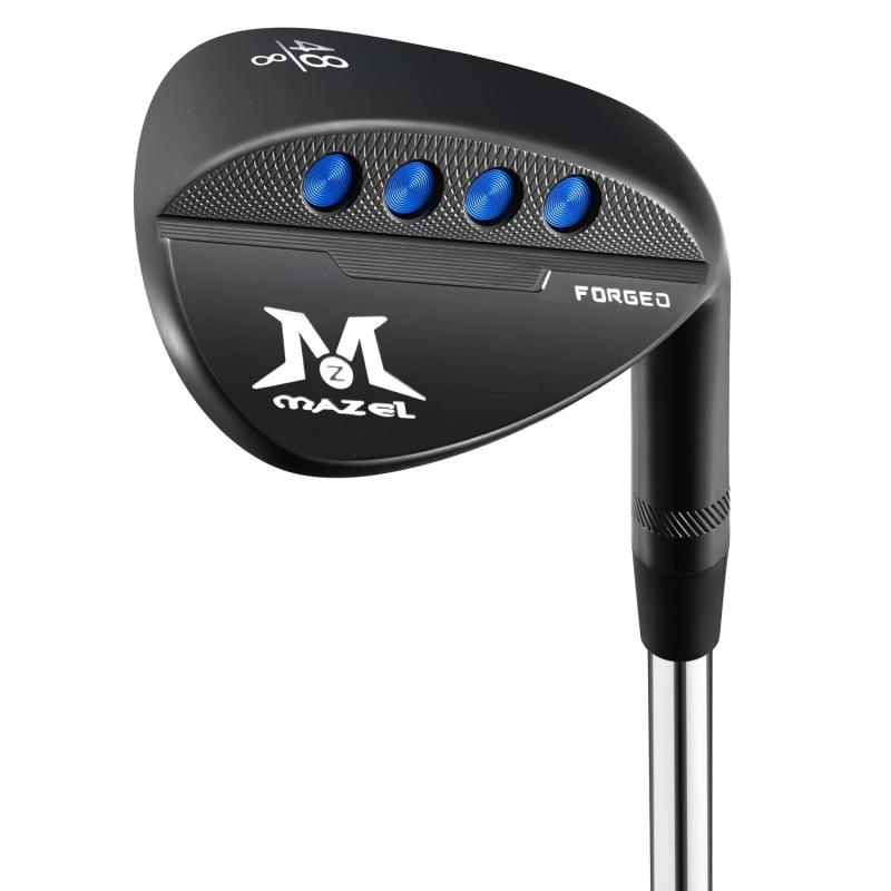 MAZEL (マゼル) FORGED 鍛えるゴルフサンドウェッジ メンズ 右利き 屋根裏部屋角:48度、50度、52度、54度、56度、58度、60度 ワイドソールウェッジ (ステンレス鋼鋼（鍛える - 黒いこと）, Rフレックス, 48, 度,