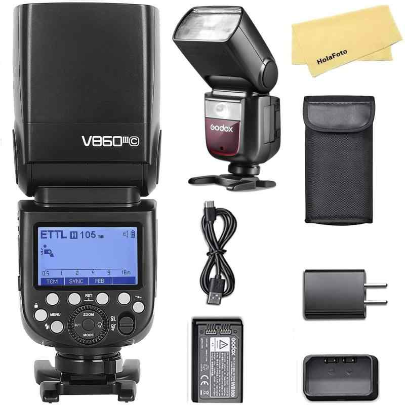 【Godox定まり】Godox V860III-C 写真機 閃光電球 機敏さともし火 Canon 写真機相応う,2.4G TTL HSS 1/8000、480フルパワーストロボ、10気泡管水準器LEDモデリング照明ランプ