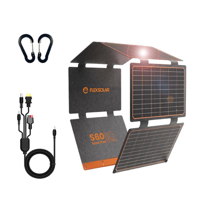 FlexSolar 60W 折り畳み式ソーラーダイアログボックス USB-C/USB-A/DC最終生産物 ソーラー 申し受ける器チャージャー IP67雨合羽 防塵衝撃 不仕合わせ時 停電打つ手 アウトドアPhone/Pad/Laptop/Android相応う
