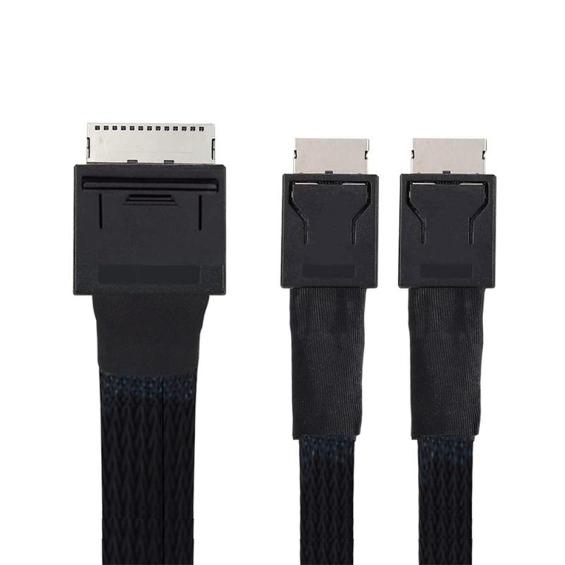 Cablec 50 糎 OCuLink PCIe PCI Express SFF-8611 8 x 8掘り割りからデュアルSFF-8611-OCuLink 4 x SSDデータアクティブケーブルへ