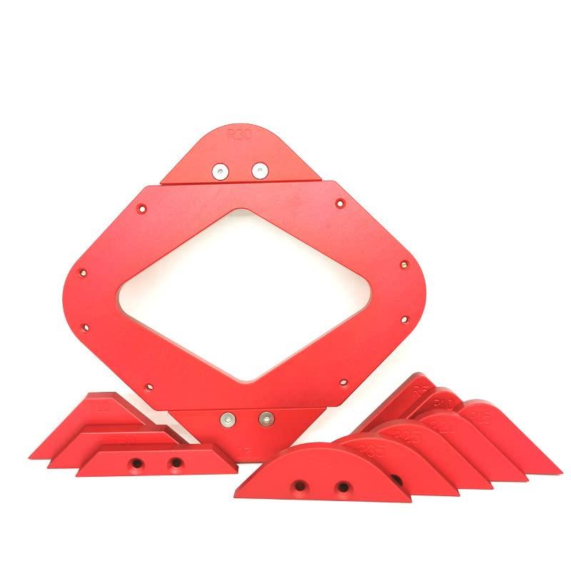 CarAngels 隅っこ工業治具一揃いの道具 啄木鳥角ジッグ トリマー ルータ 速見表 ビット用 角治具 R/T工業鋳型 大工仕事物の具 (13, 赤いこと)