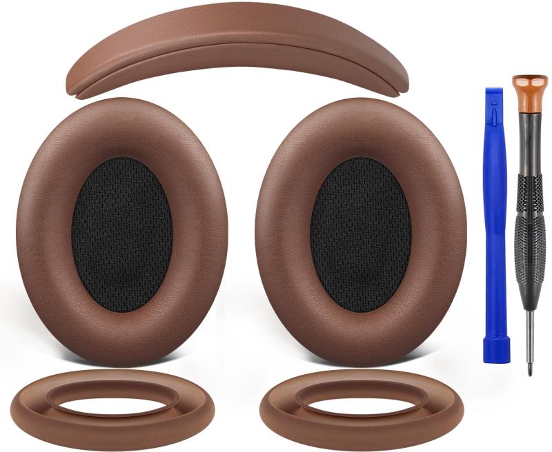 SOULWIT イヤーパッド + 天々周波数帯域 + イヤーパッドカバー Bose QuietComfort 15 (QC15)/QuietComfort 2 (QC 2) 用 天々書き割り 取り替えっこ 一揃いの道具 受話器 替え パッド 落ち込み押しとどめる 座蒲団 (