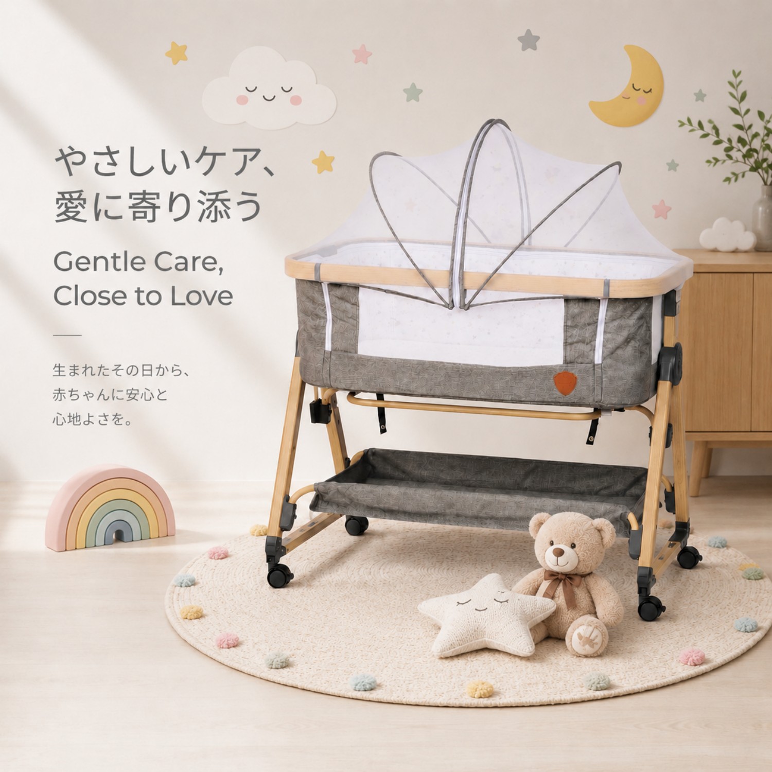 HZDMJ ベビーベッド 折りたたみ 添い寝 新生児 ベッド 持ち運び 移動式