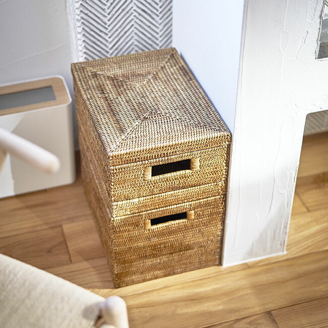 楽天市場 籐細工 ラタン ストレージボックスｓ 横型 収納 インテリア カゴ バスケットクローゼット リビング 寝室 衣類収納 くらしの道具cotan
