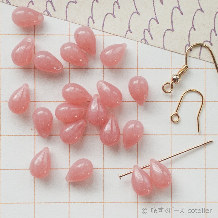 楽天市場】チェコビーズ 【6x9mm 18個】 CWレッドラスター ピンク