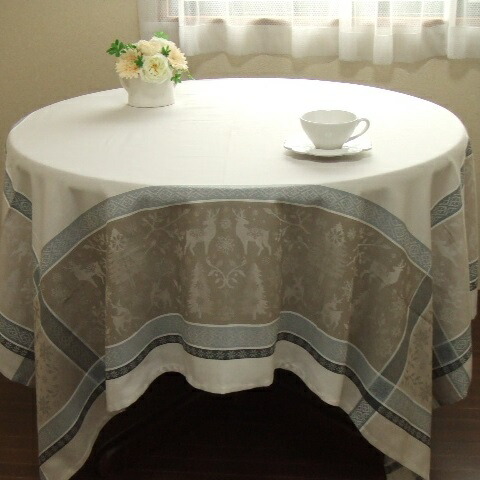 【フランス共和国直輸入】撥水工業ジャかばい立て織テーブルクロス（160×160ｃｍ）フォレブランシュ ベージュ 四角四面【130206_free】【HLS_DU】