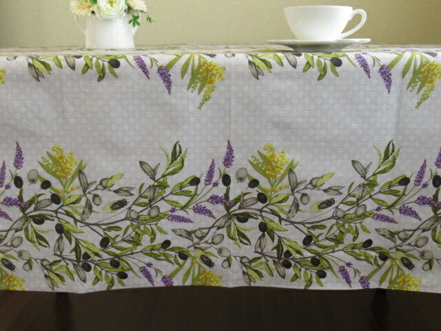 フランス直輸入 プロバンス撥水加工テーブルクロス 155 250 ミモリーブ ラベンダー色 septicin Com