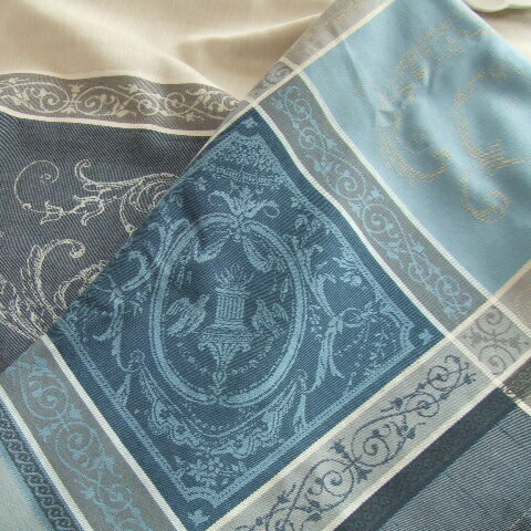 【フランス共和国直輸入】撥水工業ジャかばい立て織テーブルクロス（160×300ｃｍ） BAROQUE バロック 青碧【130206_free】【HLS_DU】