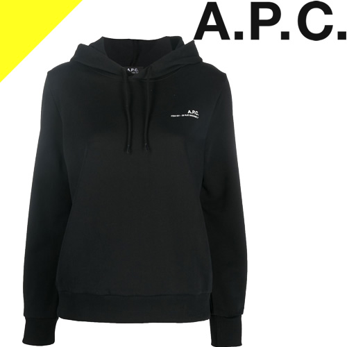 A.P.C. アーペーセー パーカー レディース プルオーバーパーカー スウェット 長袖 ロゴ プリント ブランド 黒 ブラック ITEM HOODIE COFBQ F27674|Cotonas(コトナス)