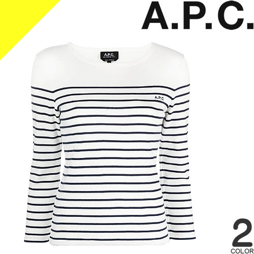 ＼5日間限定／【23,100円→17,599円】4/20 11:59まで！アーペーセー Tシャツ 長袖 ロンT ボーダー クルーネック レディース ロゴ プリント コットン おしゃれ 大きいサイズ ブランド 白 黒 ホワイト ブラック APC TOP THELMA COGWS F26373 [ネコポス発送]