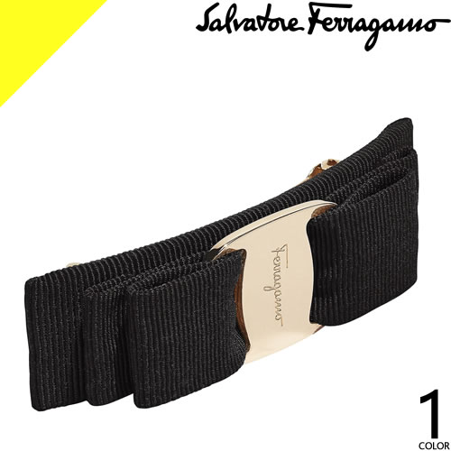 未使用 フェラガモ バレッタ 髪留め ブラック ゴールド ヴァラ リボン 新品 FERRAGAMO - □新同□ フェラガモ バレッタ ヘア アクセサリー