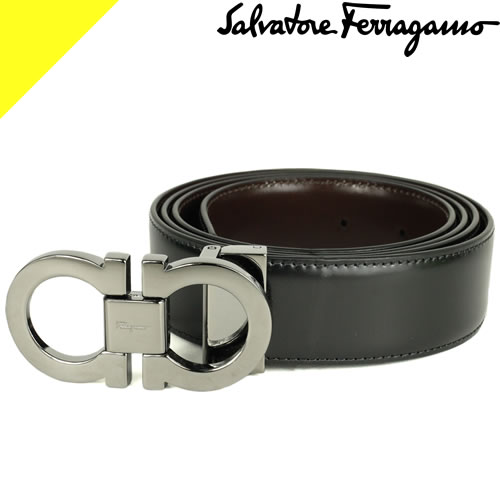 Ferragamo ブラック レザーベルト　フェラガモ メンズ レザーベルト｜フェラガモ