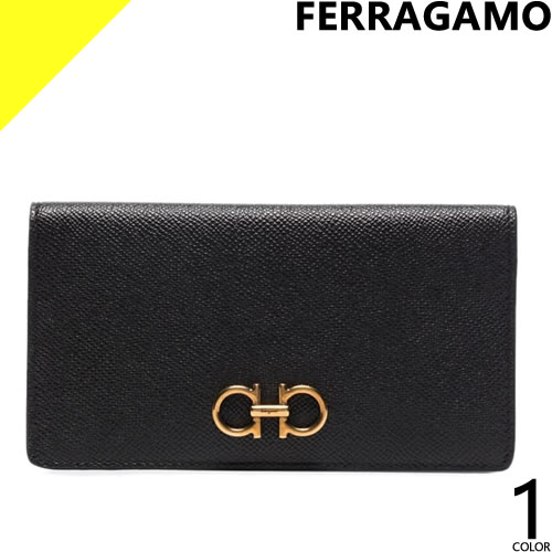 フェラガモ 紙入れ 長紙入れ ガンチーニ レディース 薄べったい ブランド名 本革 革 黒 黒いこと FERRAGAMO GANCINI CONTINENTAL WALLET 22D779 726510