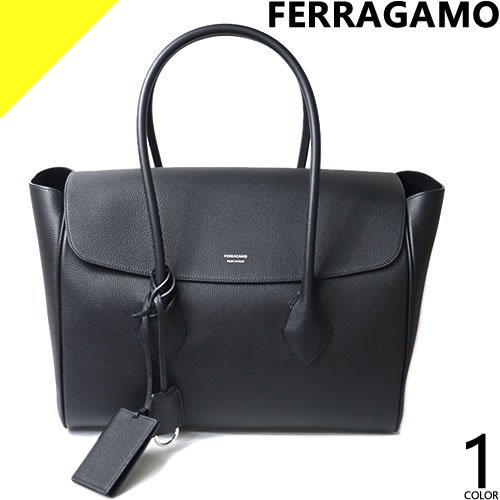 フェラガモ バッグ トートバッグ メンズ 大きめ 大容量 本革 革 カジュアル ブランド 黒 ブラック FERRAGAMO EAST WEST TOTE BAG 241462 769690