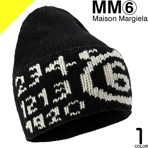 MM6 Maison Margiela ニット帽 黒・白 楽天市場】MM6 エムエムシックス メゾンマルジェラ ニット帽