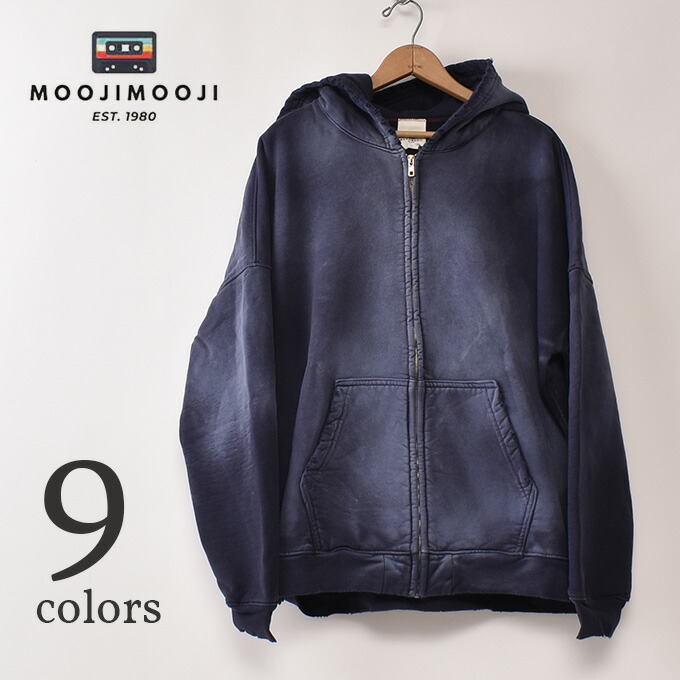 MOOJIMOOJI / OVERSIZED ZIPUP HOODIE AGEDムージームージー / 厚地の外套大きさ ジップアップフーディー 年紀 パーカー 全9色