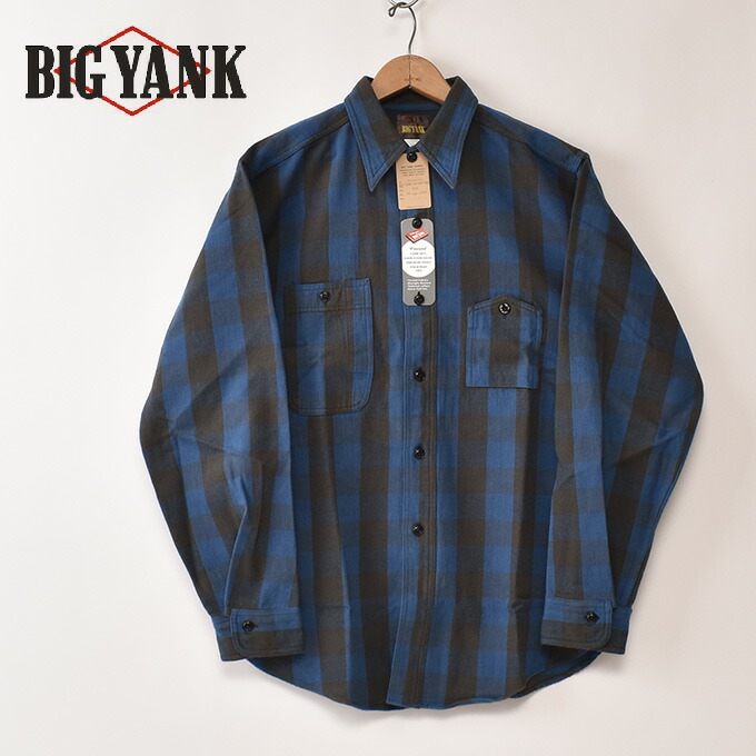 BIG YANK / Y1945 FLANNEL SHIRT BLOCK CHECK / BLUEビッグヤンク / Y1945 綿ネルティーシャツ 立ちはだかる読み合わせる / 青碧