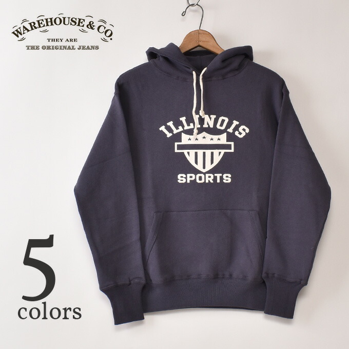 WARE HOUSE / Lot 450 ILLINOIS FOOD SWEAT SHIRTS御召しもの住み家 / イリノイ州 2本針 ボンネット パーカー 全5色