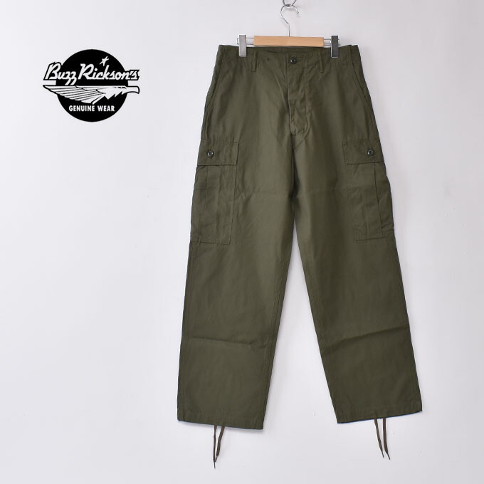 BUZZRICKSON'S / Lot No. BR42500 / TROUSERS, MEN'S, COTTON WIND RESISTANT POPLIN, OLIVE GREEN, ARMY SHADE 107 SHORT LENGTH バズリクソンズ / ジャングルファティーグ カーゴパンツ / オリーブ