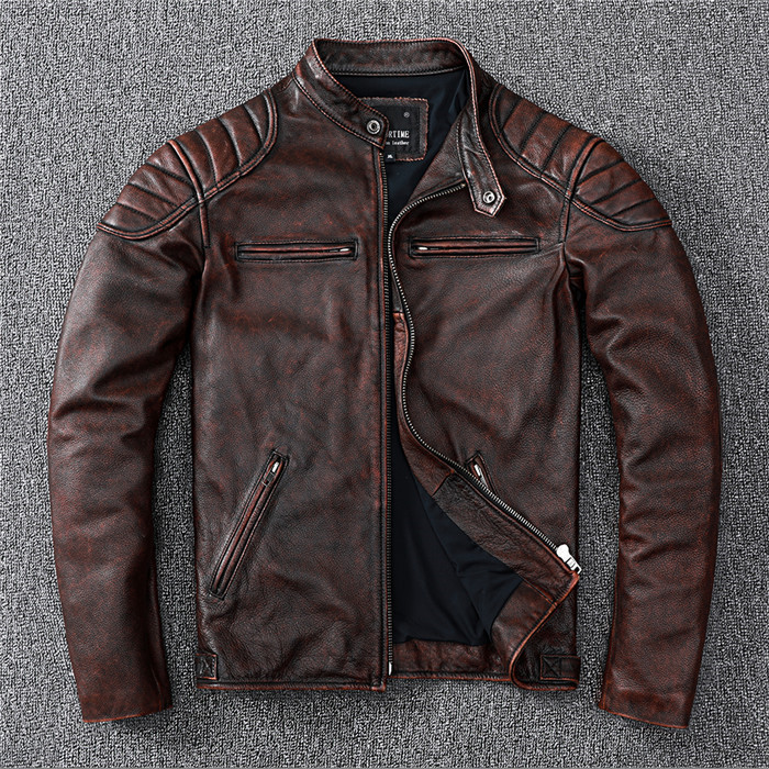 「クーポンで10％オフ」 バイクジャケット 革ジャン 皮ジャン 牛革 本革 真革 牛レザー レザージャケット レトロ風 アウター ライダース ライダースジャケット バイク 防風 防寒 レザー お洒落 革ジャン メンズ 大きいサイズ カジュアル