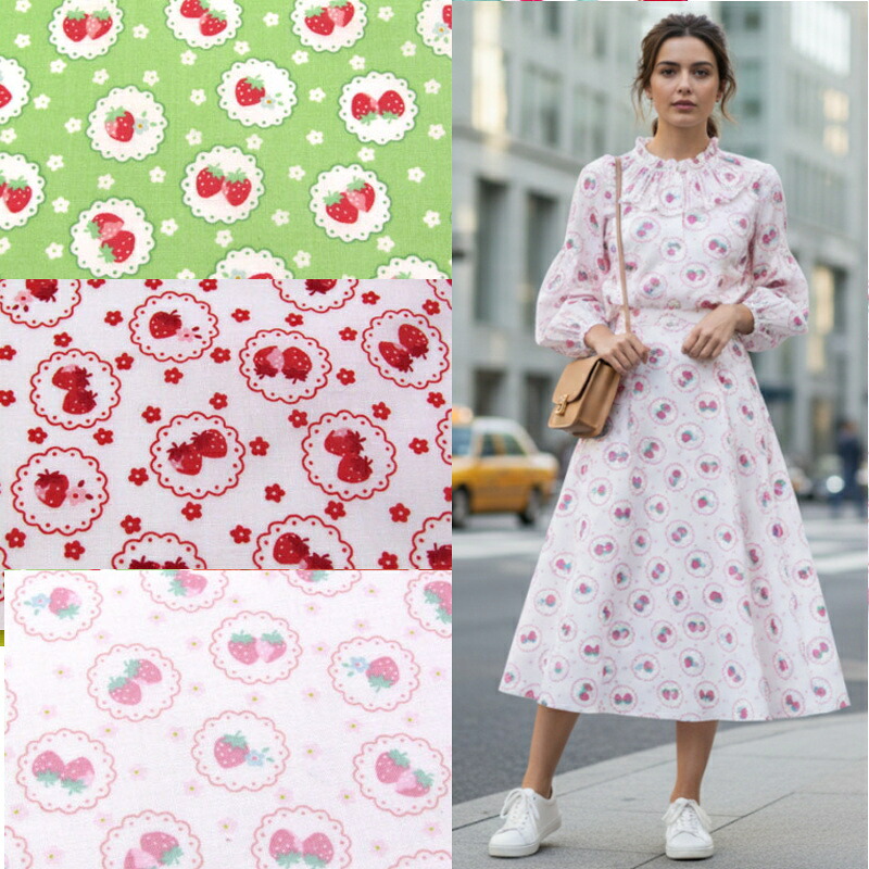 mets★5m*ストロベリー*苺柄*オックス*pink*コットン生地布地2B Yahoo!オークション - *mets5chocolateさんの出品リスト