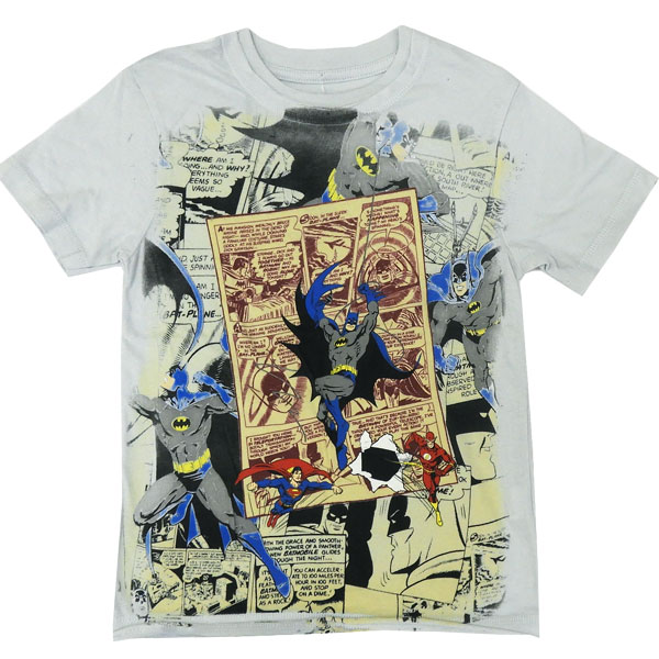 送料無料 バットマン アメコミ 子供 キッズ Tシャツ 半袖 サイズ5 115cm ライトグレー画像