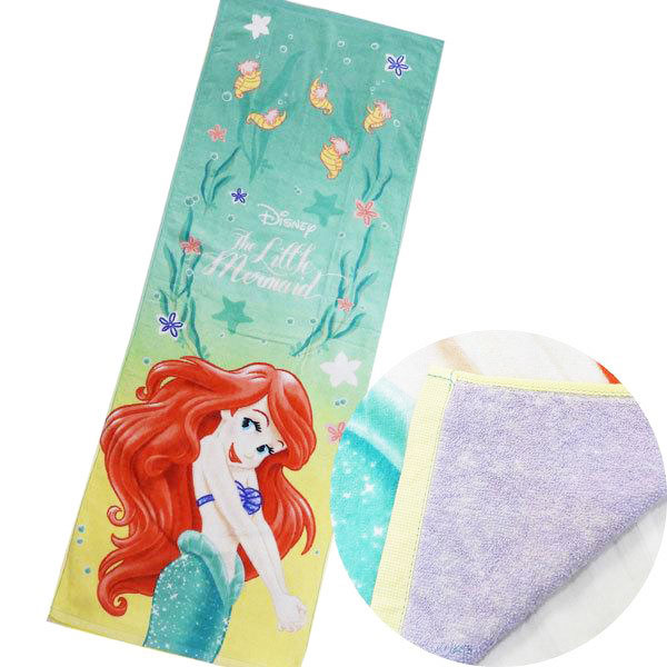 送料無料 ディズニー プリンセス アリエル リトルマーメイド 子供タオル スポーツタオル ジュニアバスタオル プールタオル 110×40cm 丸眞画像