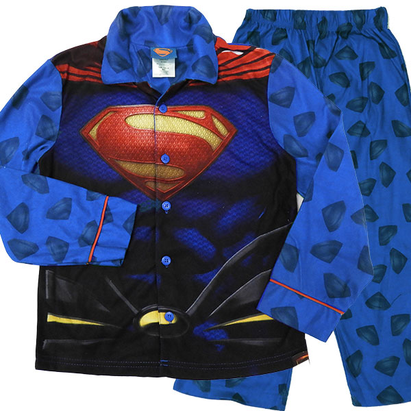 送料無料 スーパーマン アメコミ なりきり キッズ 子供 パジャマ 寝巻 長袖 サイズ6-7 120cm 130cm画像