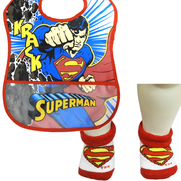 【訳アリ】SUPERMANスーパーマンベビー食事エプロンブーティ2点セット【アメリカ買付商品】画像