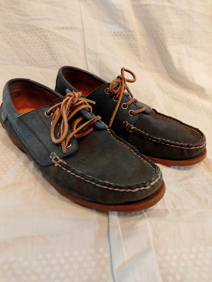ポロ ラルフローレン シューズ モカシン スエード 26.5cm ネイビー Polo Ralph Lauren （アメリカ輸入USED品）