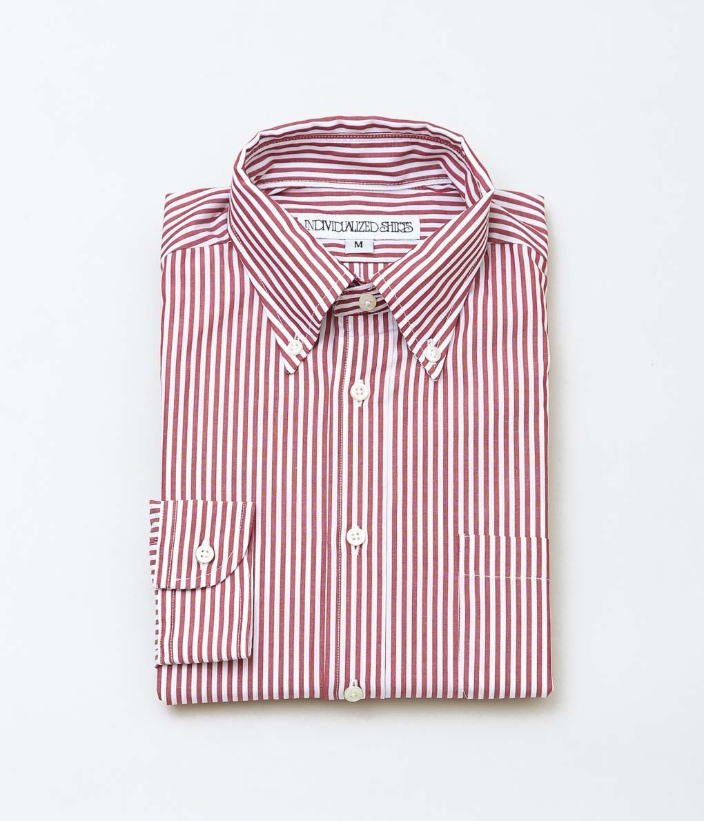 INDIVIDUALIZED SHIRTS オープンカラーシャツ ストライプ Individualized shirts】別注 / ストライプ バンドカラーシャツ