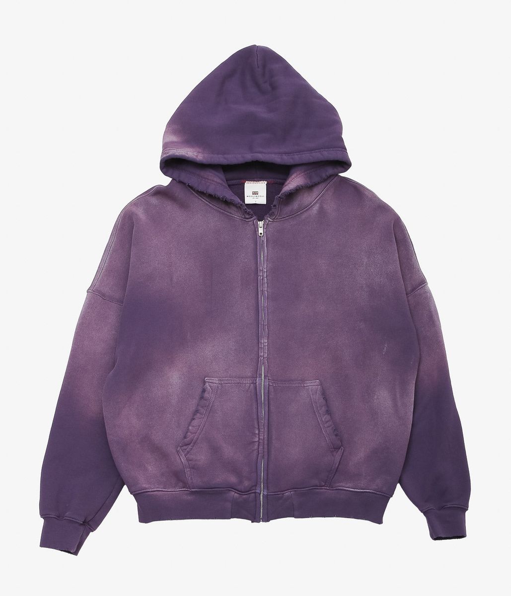 MOOJI MOOJI \u0027\u0027OVERSIZE ZIP UP HOODIE AGED\u0027\u0027 (PURPLE)