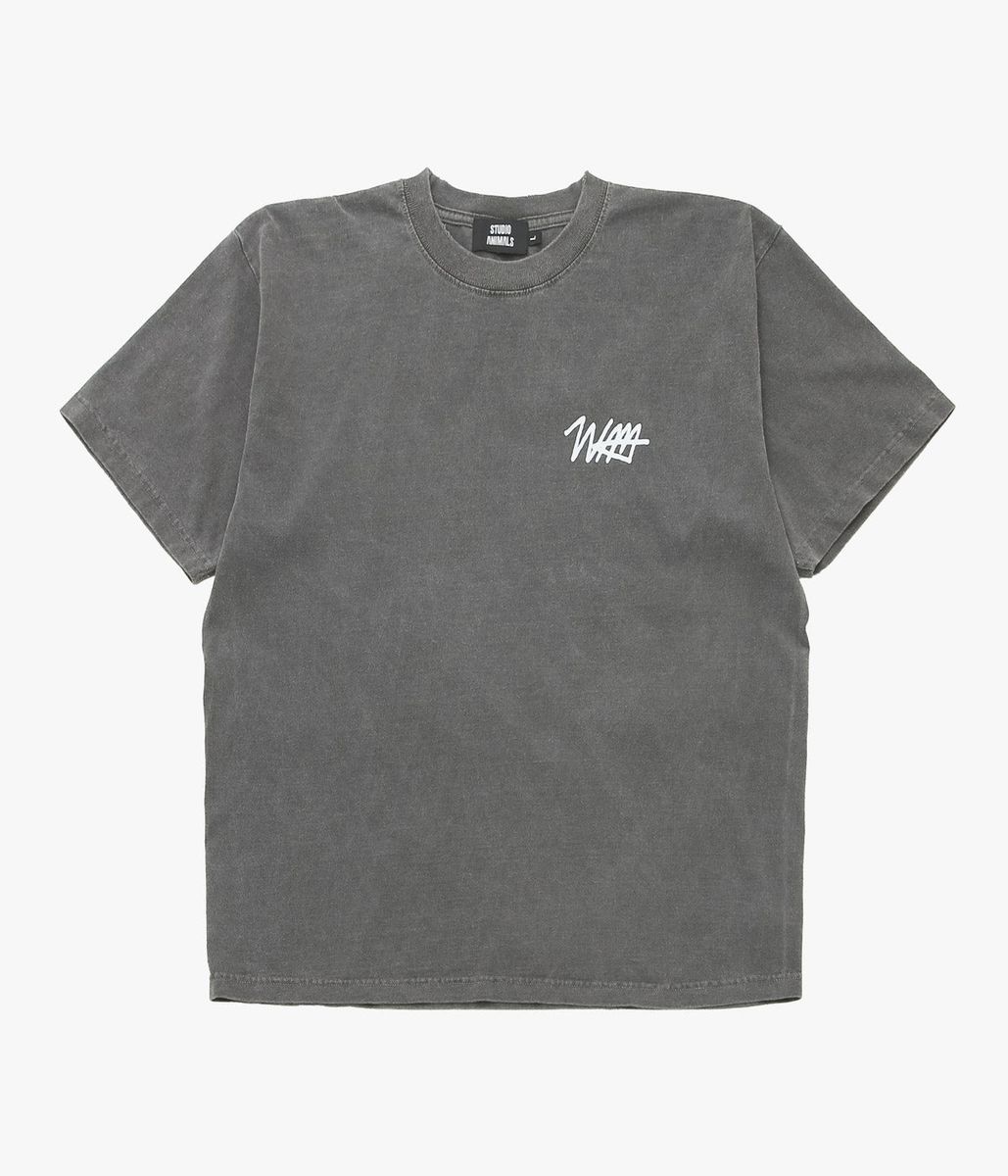 STUDIO ANIMALS \u0027\u0027“SCRIPT LOGO” T-SHIRT\u0027\u0027 (FADED BLACK)