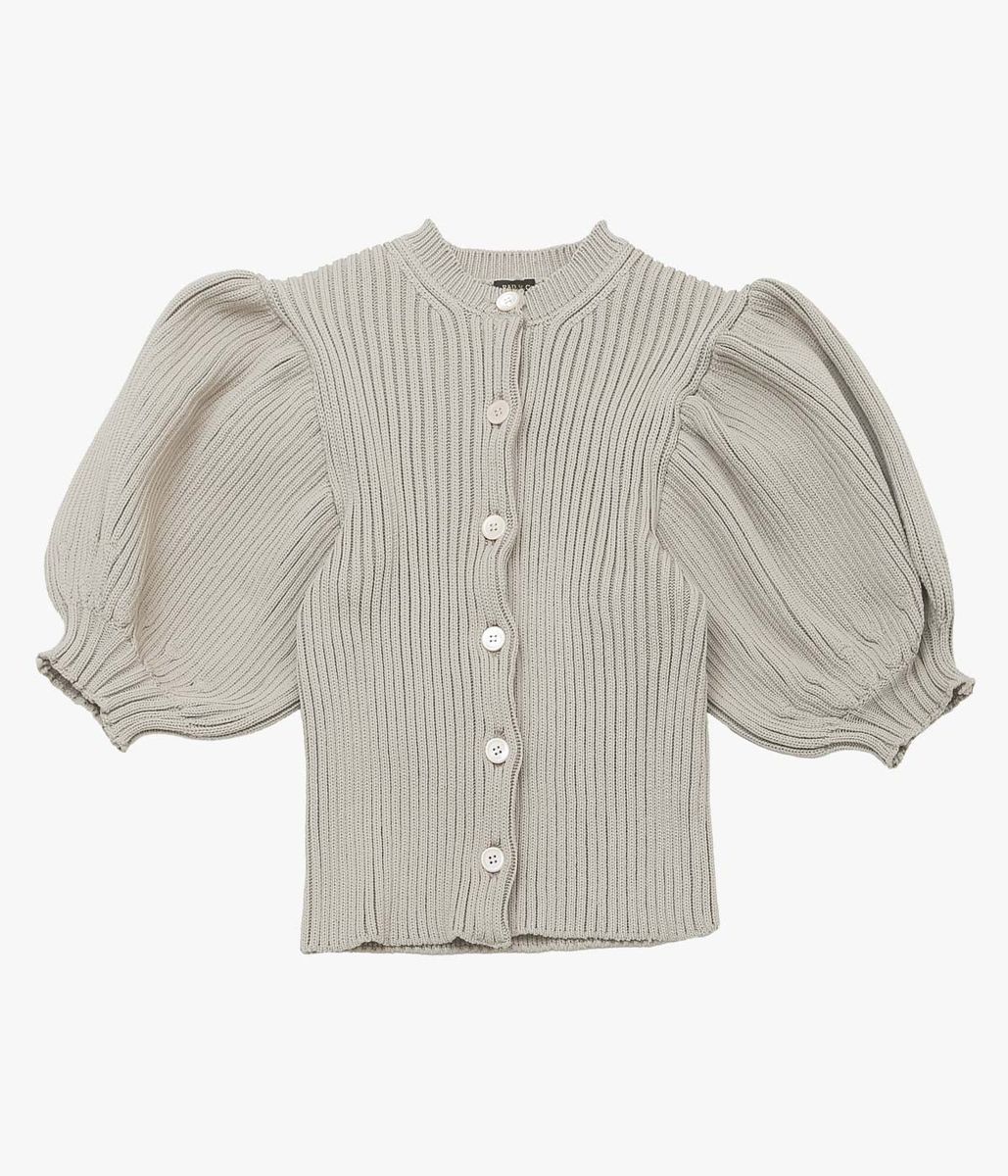 OLDMAN\u0027S TAILOR \u0027\u0027LILIAN YARN PUFF SLEEVE CARDIGAN\u0027\u0027 (BEIGE)