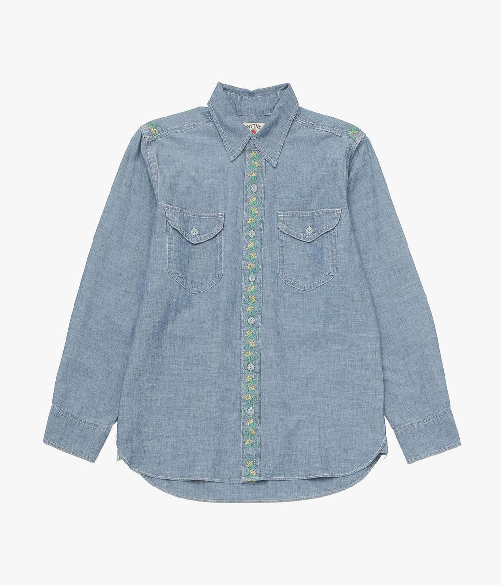 WYTHE \u0027\u0027EMBROIDERED CHAMBRAY WORKSHIRT\u0027\u0027 (RINSED INDIGO)