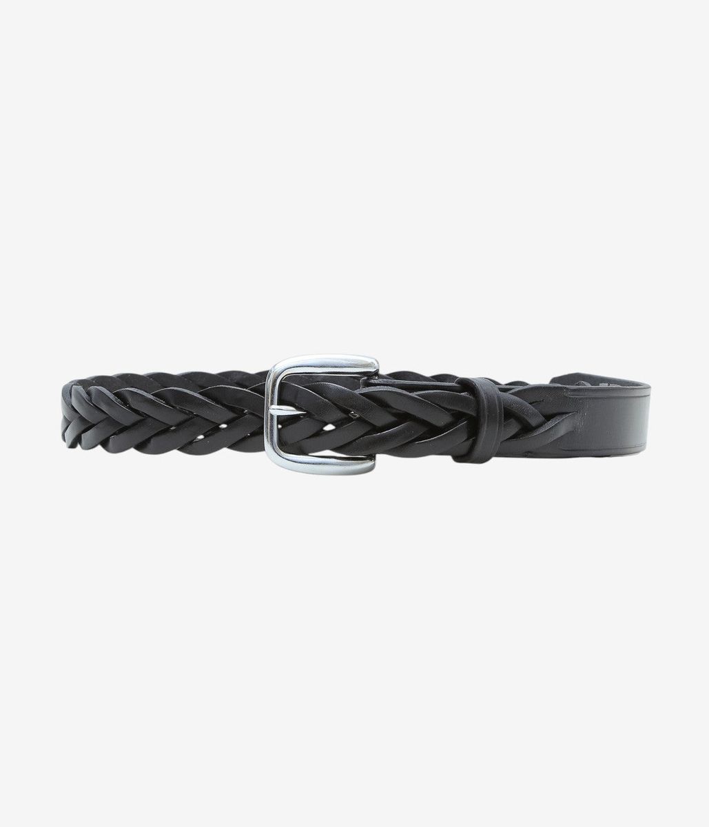 TORY LEATHER \u0027\u00273181 1-1/4 LONG TIP BRAITED BELT\u0027\u0027 (BLACK/NICKEL)