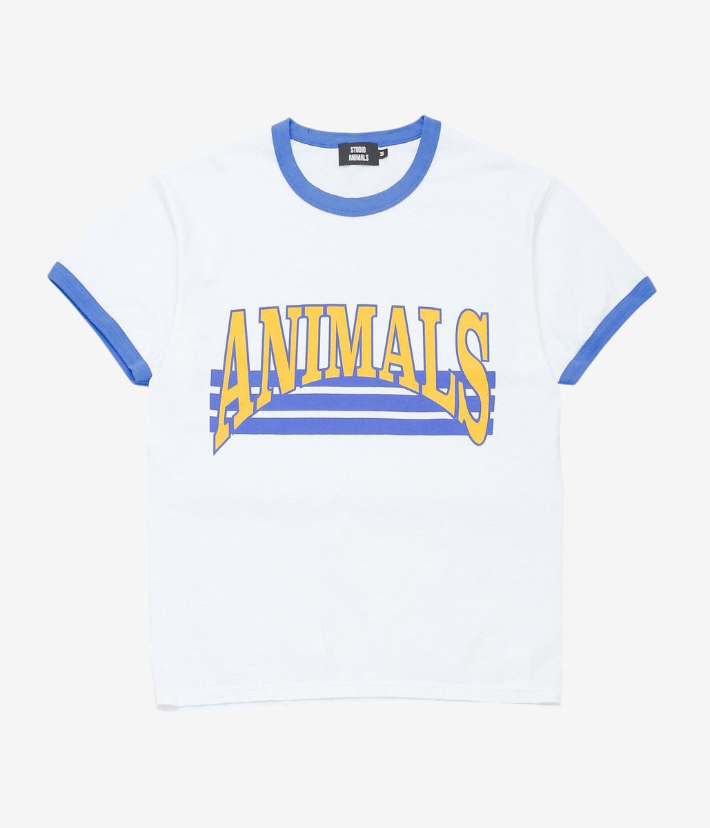 STUDIO ANIMALS '''CURVED ARCH LOGO' S/S T-SHIRT'' (WHITE/BLUE)|THE STORE by maidens