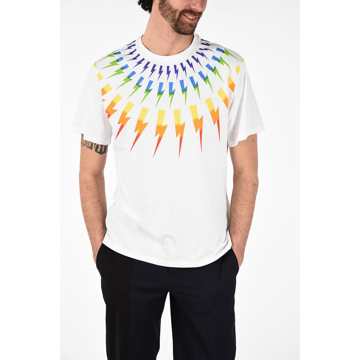Tシャツ カットソー 新しいコレクション Fair Rainbow Fit Loose メンズ バレット Barrett ニール Neil Isle Dk T Shirt Thunderbolt Saharainstitute Co In