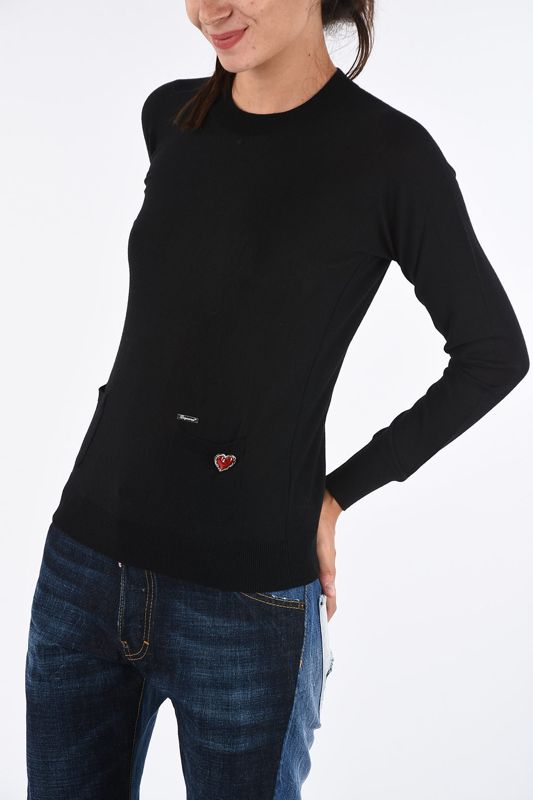 DSQUARED2 ディースクエアード Black ニットウェア S75HA0708 S14586 900 レディース LIGHT WOOL CREW-NECK SWEATER dk