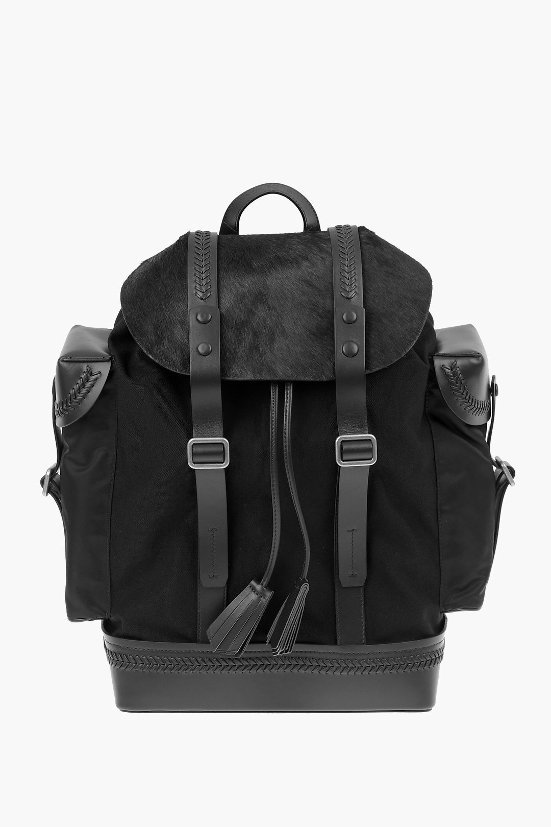 NEIL BARRETT ニール バレット Black バックパック BBO279 P9109 01 メンズ LEATHER AND FABRIC BACKPACK WITH PONYSKIN DETAIL dk